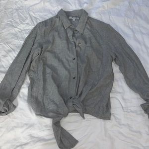 Madewell tie front button down top